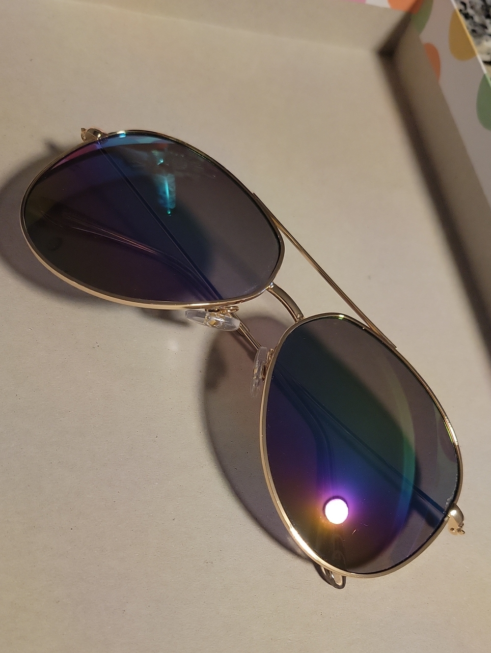 Gold Frame Women's Sunglasses with Blue-Purple Mirrored Lenses